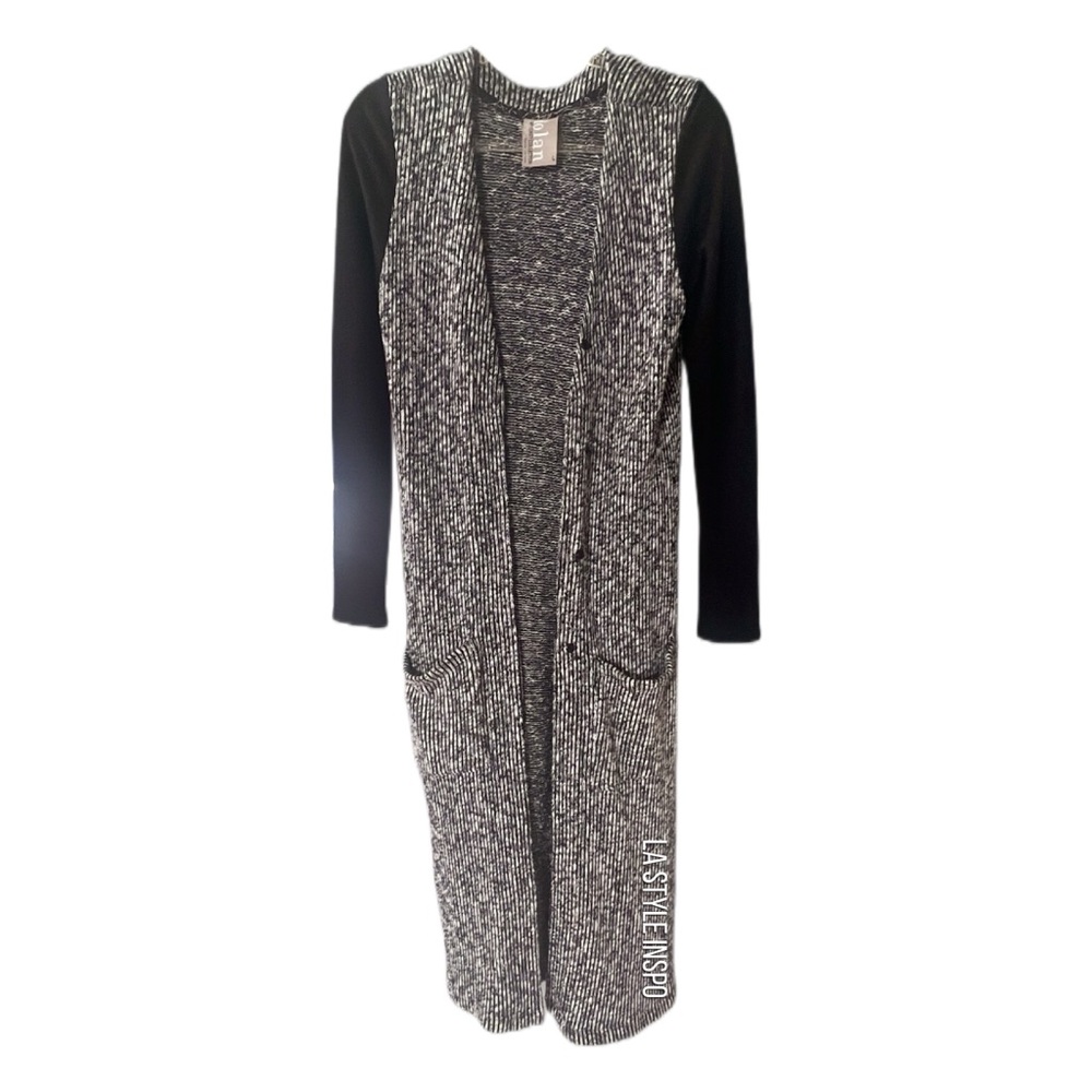 Dolan Anthropologie Long Knit Cardigan Black and White Size Small
